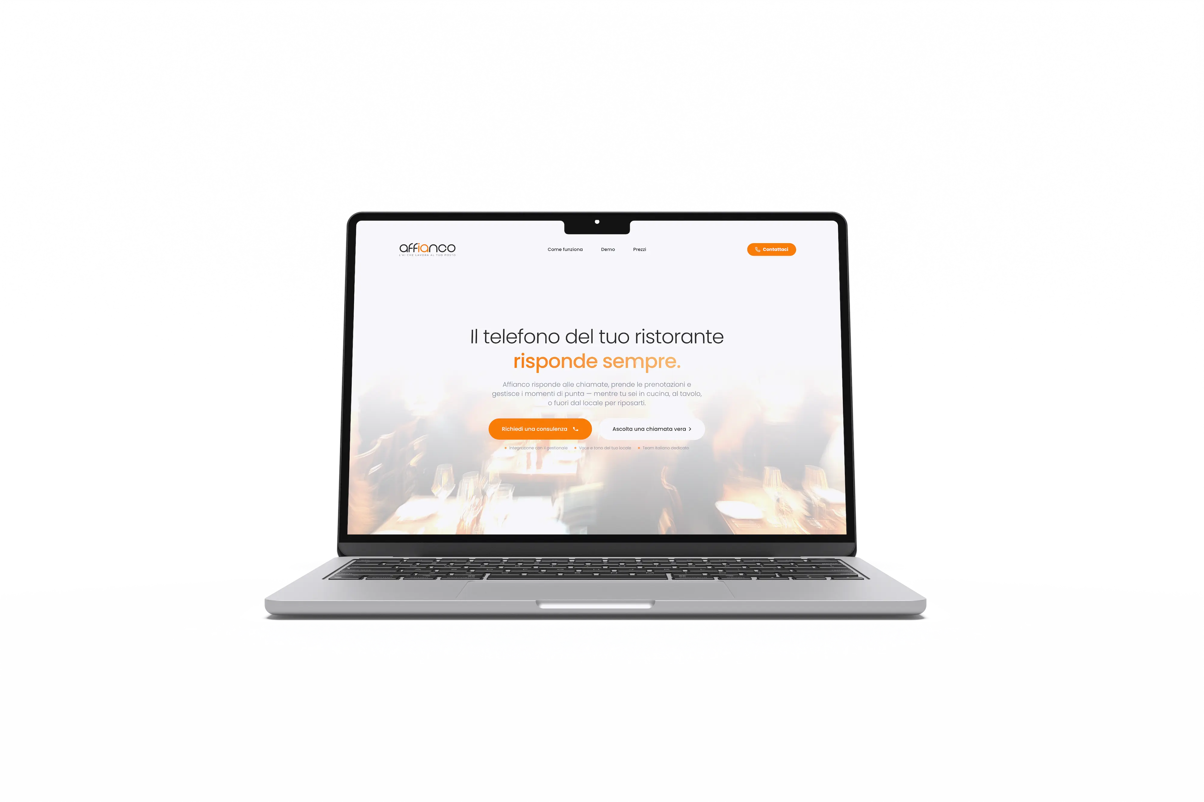 Affianco — mockup sito